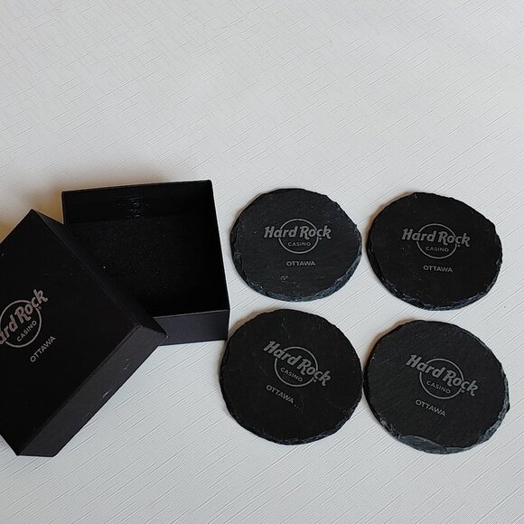 Hard Rock Casino Ottawa Slate Coaster Set NIB - Picture 3 of 6